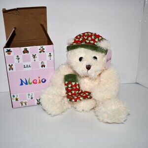Nleio Teddy Bear With Christmas Stocking & Hat - 11.7" Small Teddy Bear Soft Plu